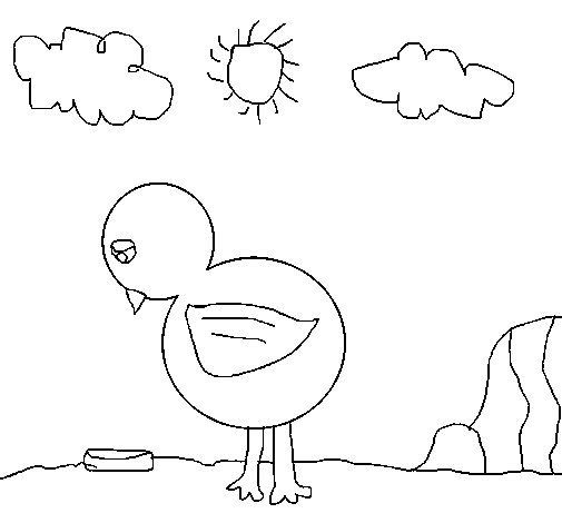 Dibujo de pollito triste para colorear