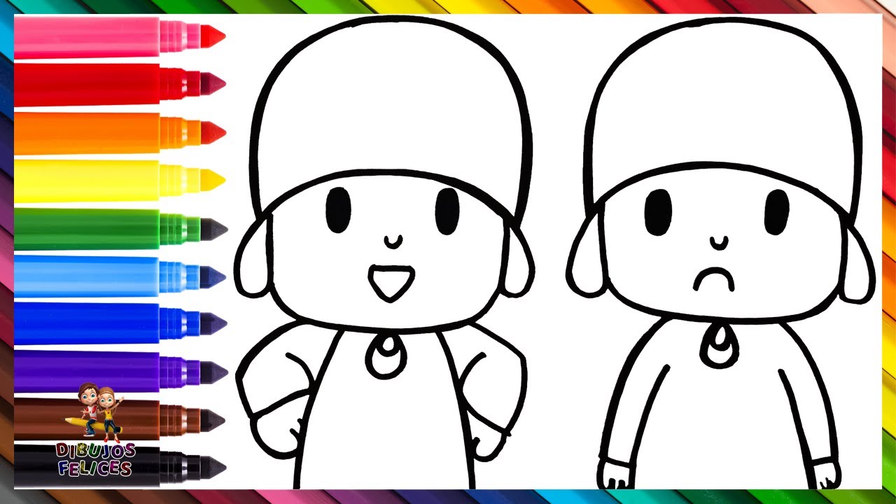 Dibuja y colorea a pocoyã feliz vs pocoyã triste ððð dibujos para niãos