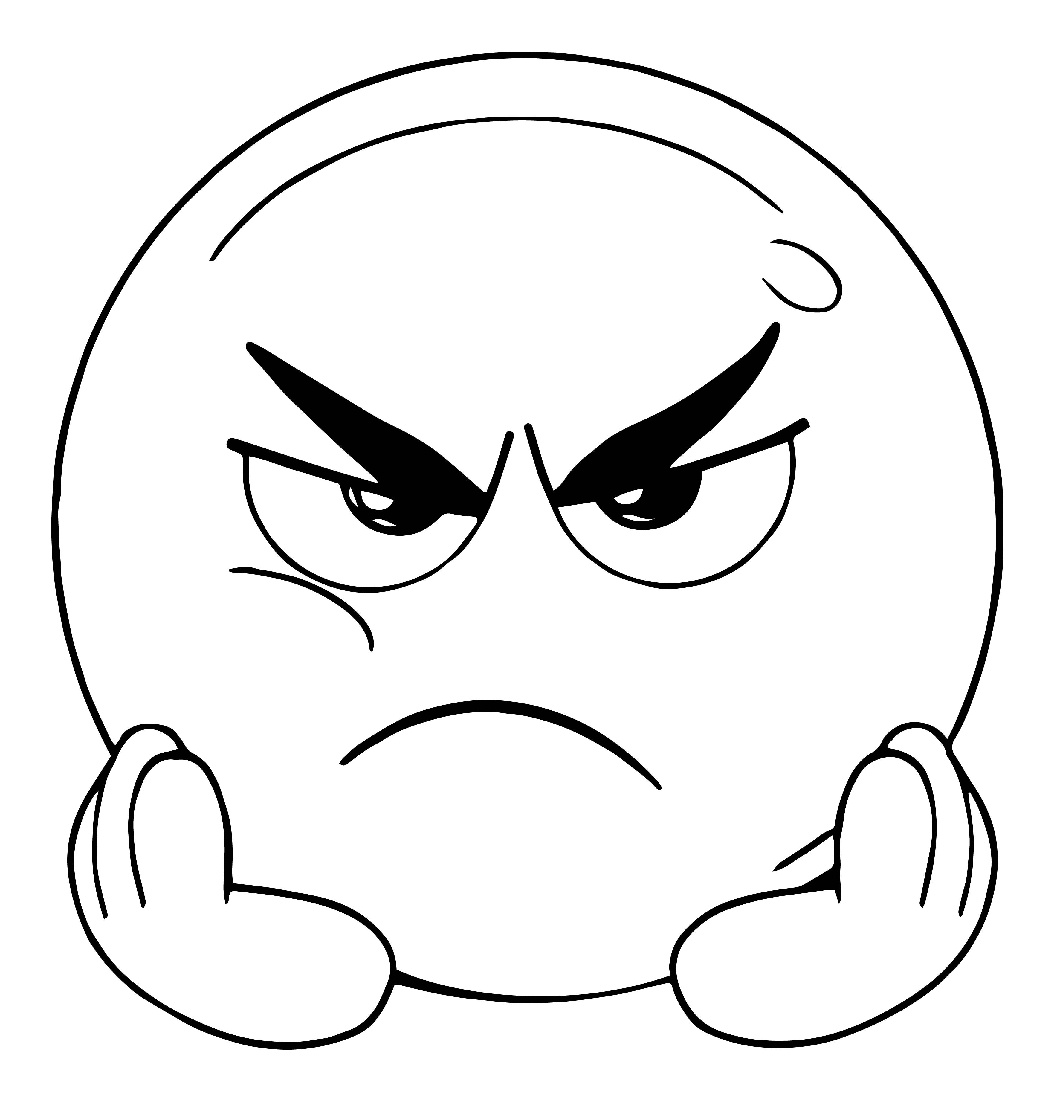 Angry and boring face emoticon coloring page