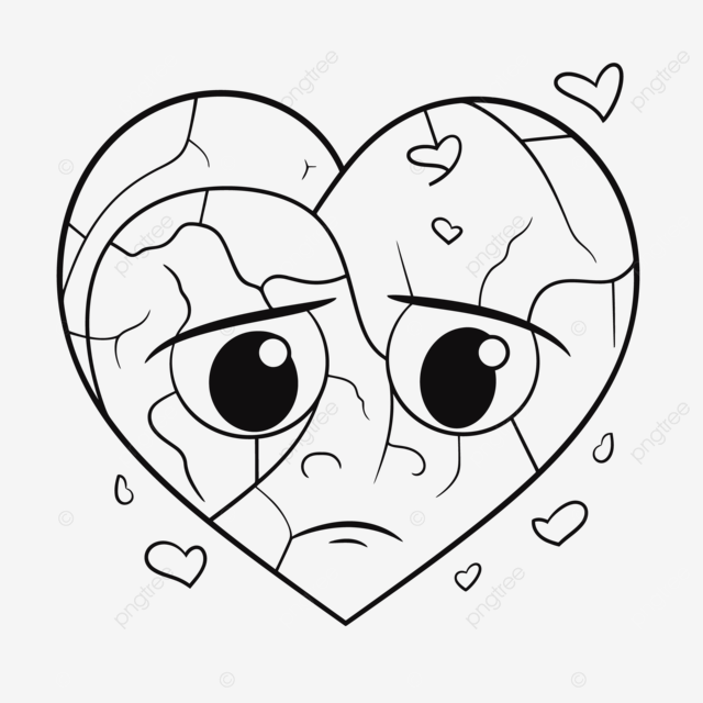 Dibujo de corazãn triste pãgina para colorear con un corazon rotos bozo vector png dibujos dibujo del corazon dibujo de ala dibujo de corazon png y vector para dcargar gratis
