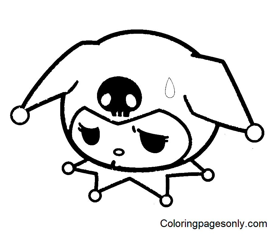 Dibujo de cara triste de kuromi para colorear