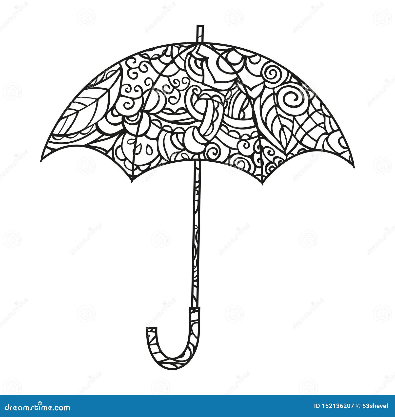 Umbrella coloring page isolated black and white vector illustration on white background stock vector