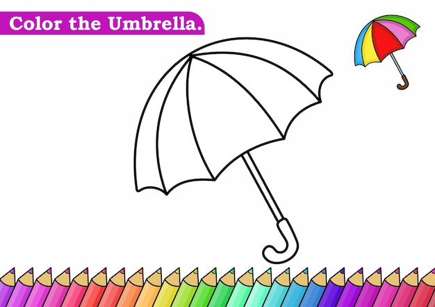 Premium vector coloring page for umbrella vector illustration kindergarten coloring pages activity worksheet