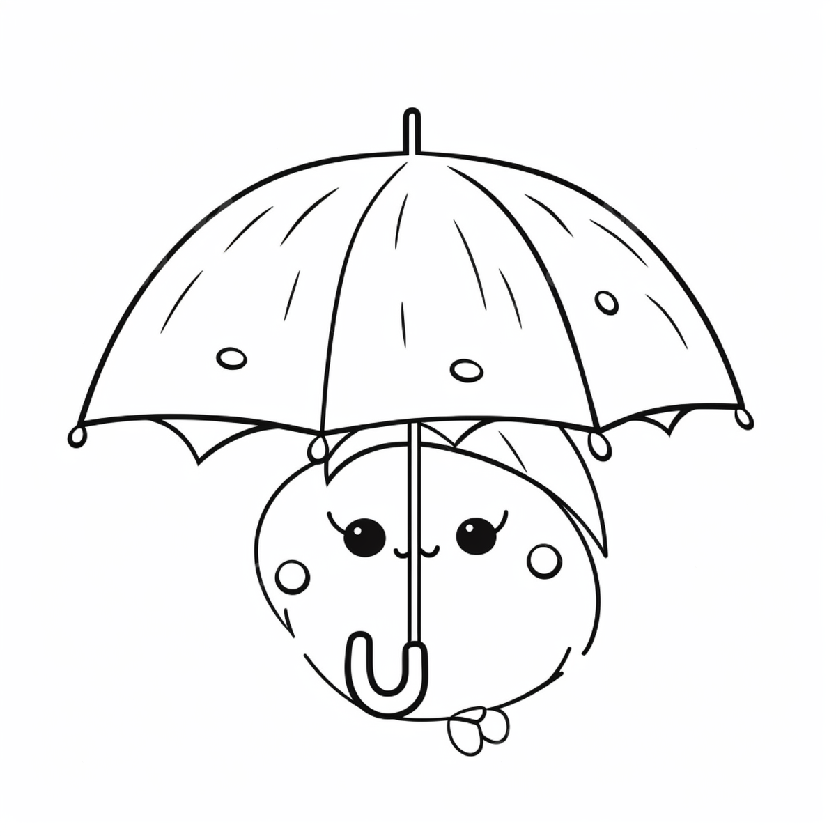 Kawaii character under an umbrella coloring page basic simple cute cartoon umbrella outline isolated on white background children s coloring page png transparent image and clipart for free download