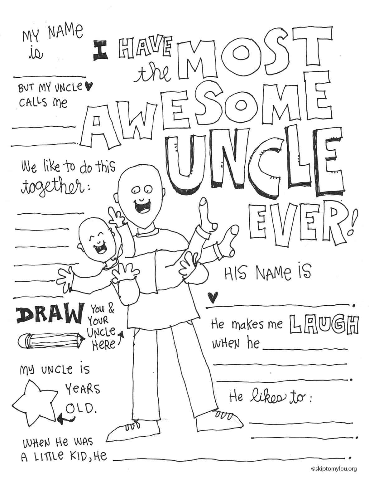 Awesome uncle coloring page coloring pages inspirational dr seuss quotes fathers day crafts