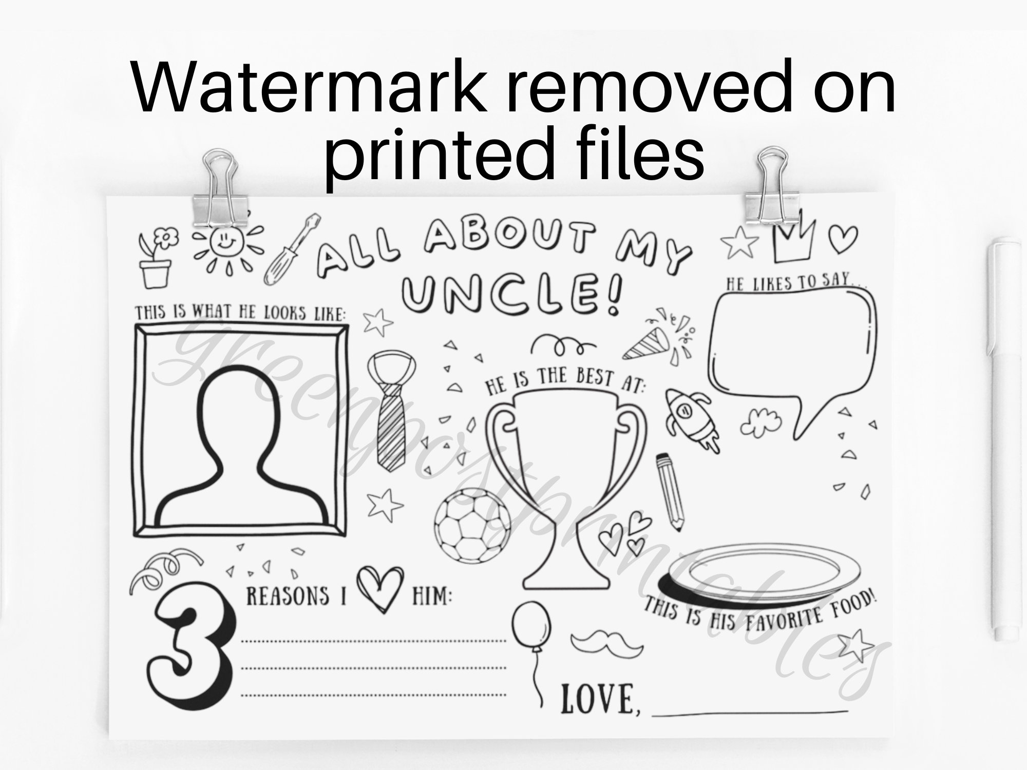 Uncle printable coloring page printable all about uncle fill in template uncles birthday gift fathers day activity for kids