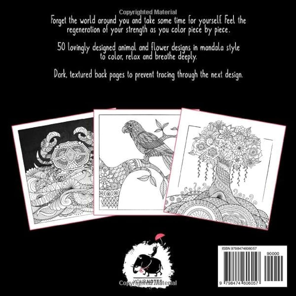 Mindfulness coloring book for adults for mindful people feel the zen with stress relieving designs animals mandalas zentangle nature art whimsical relaxing coloring books yournotes books
