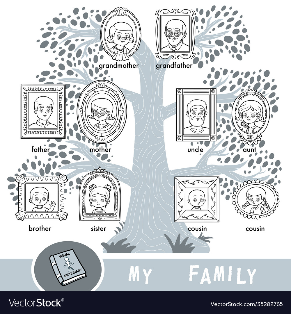 Cartoon family tree with images people royalty free vector