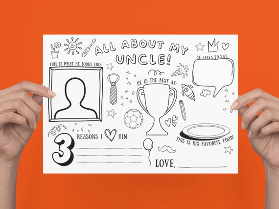 Uncle printable coloring page printable all about uncle fill in template uncles birthday gift fathers day activity for kids