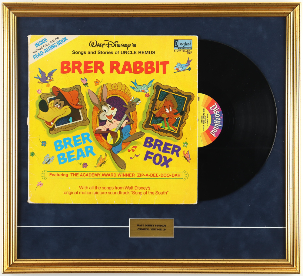 Original walt disney songs stories of uncle remus brer rabbit custom framed vinyl record with all retired disney characters pristine auction