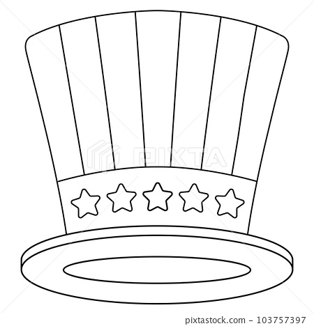 Th of july uncle sam hat isolated coloring page
