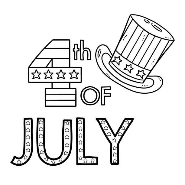 July coloring page stock illustrations royalty