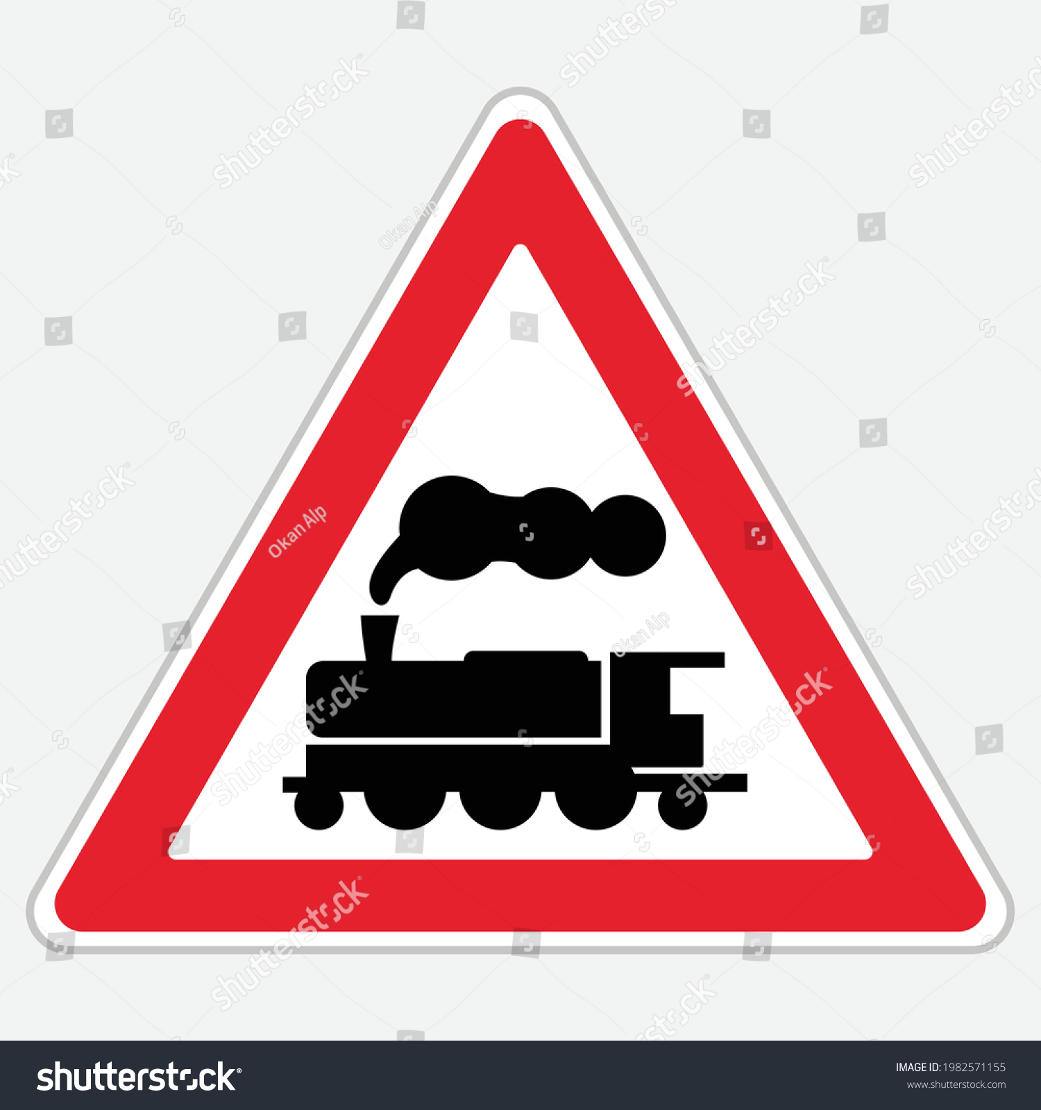 Turkey traffic sign uncontrolled railway crossing stock vector royalty free