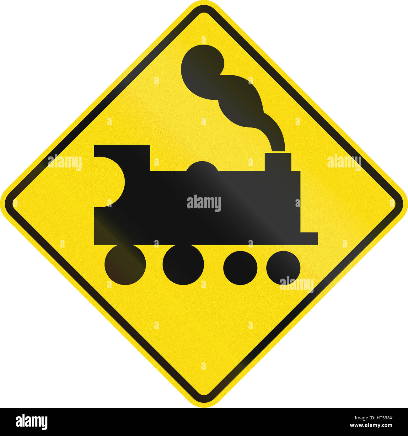 Railway crossing ahead sign hi