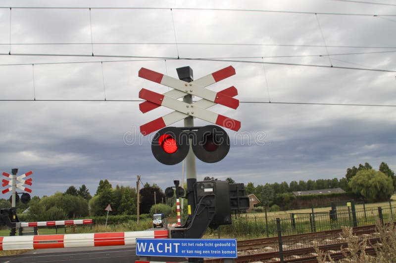 Railroad crossing netherlands stock photos