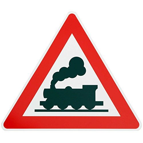 What sign indicates a railroad crossing how was this sign determined