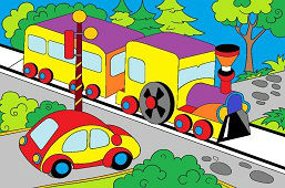 Railroad crossing coloring page online for whole family coloring pages online