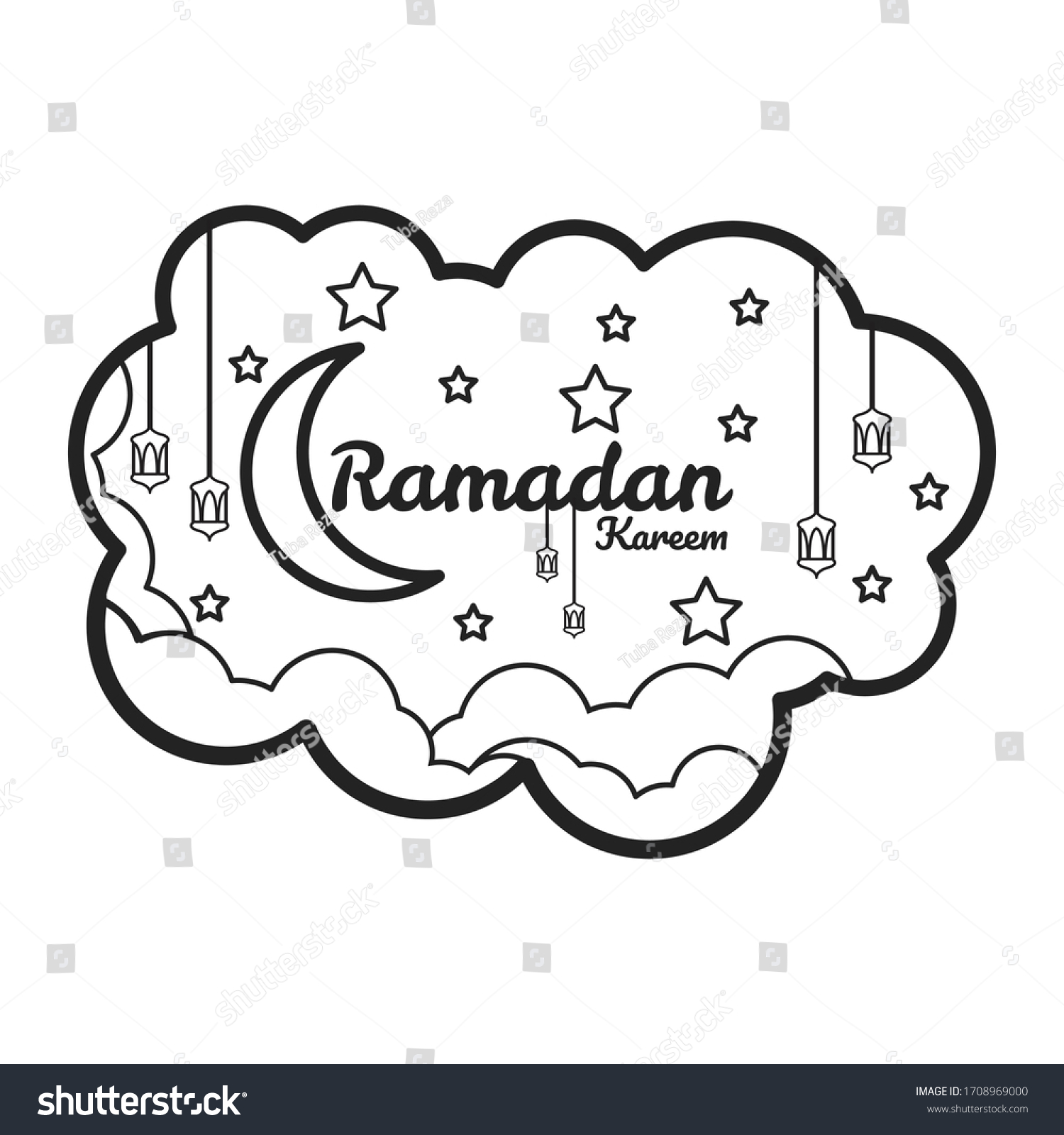 Ramadan kareem coloring pages crescent moon stock vector royalty free