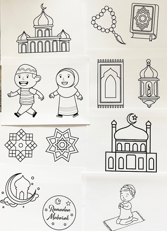 Ramadan kids coloring pages bundle coloring pages instant download