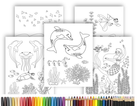 Under the sea coloring pages printable digital download cl