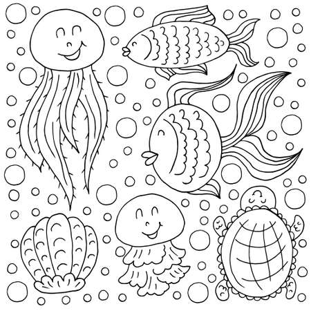 Sea coloring pages stock vector illustration and royalty free sea coloring pages clipart