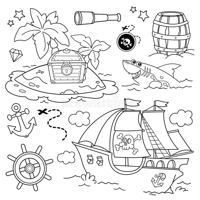 Ocean treasure chest coloring stock illustrations â ocean treasure chest coloring stock illustrations vectors clipart