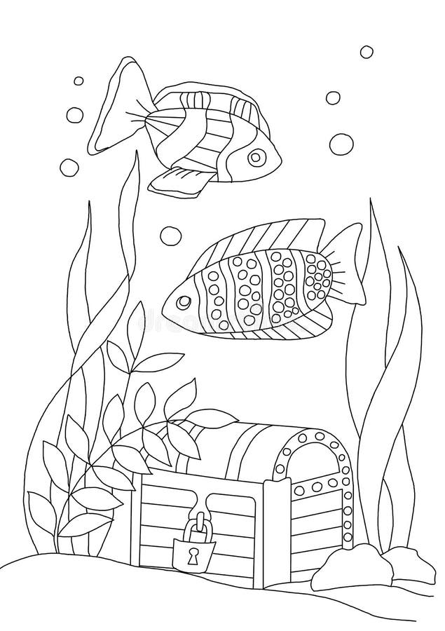 Ocean treasure chest coloring stock illustrations â ocean treasure chest coloring stock illustrations vectors clipart