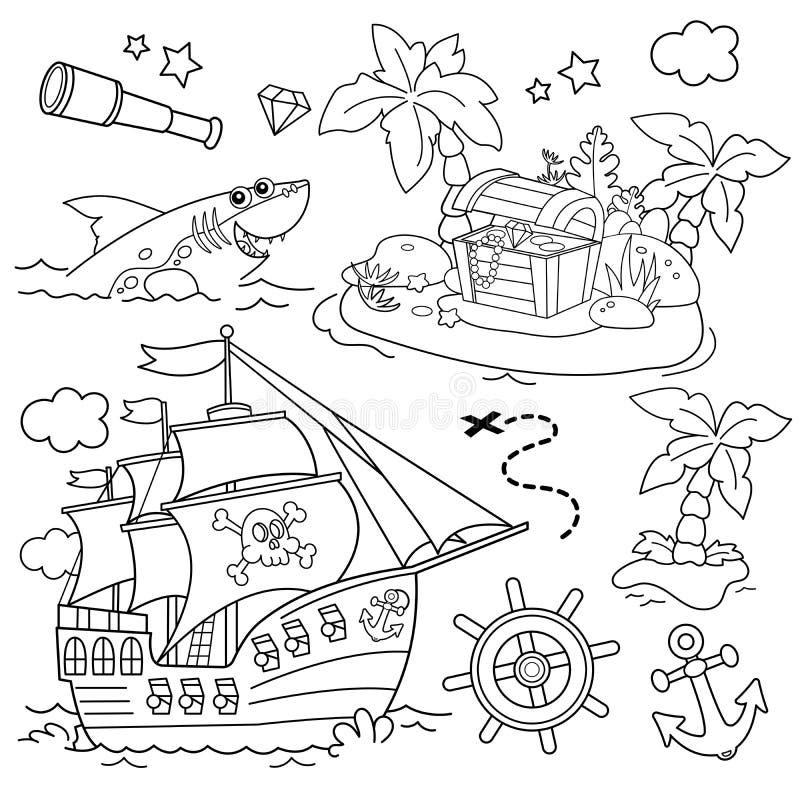 Ocean treasure chest coloring stock illustrations â ocean treasure chest coloring stock illustrations vectors clipart
