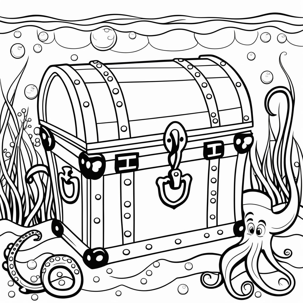 Black coloring page underwater canyon