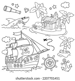 Pirate coloring vector art icons and graphics for free download