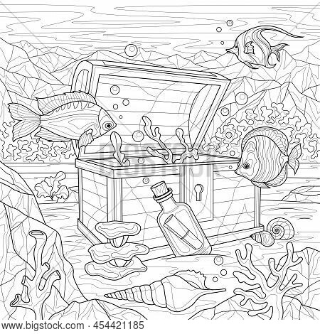 Underwater coloring book images