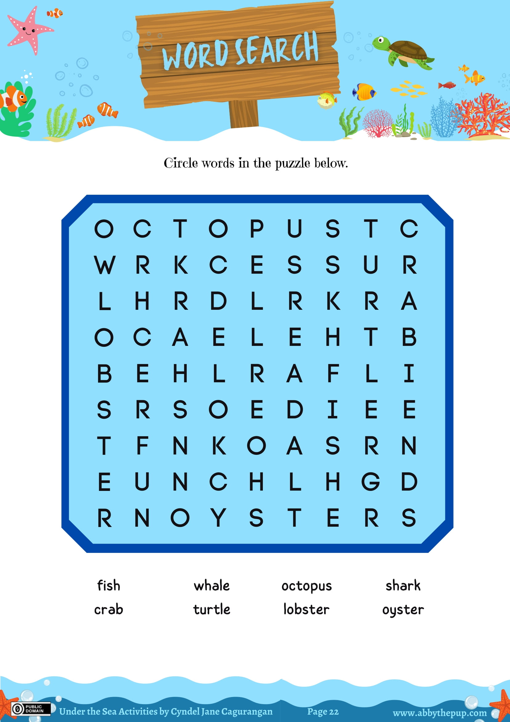 Word search worksheet free printable puzzle games