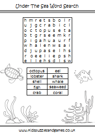 Under the sea word search easy