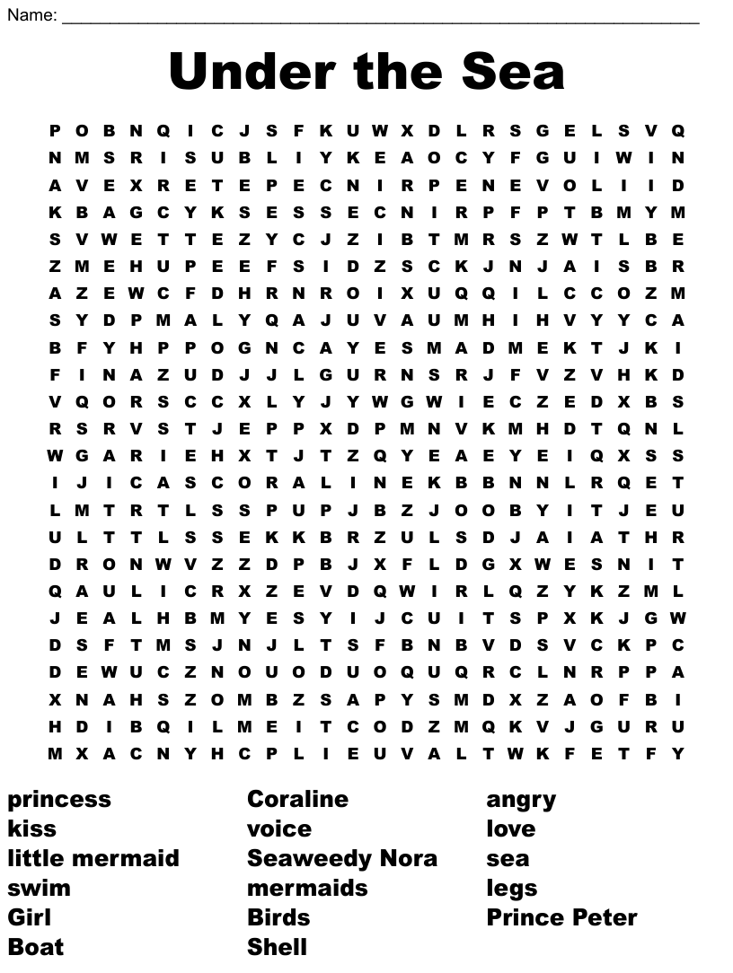 Under the sea word search