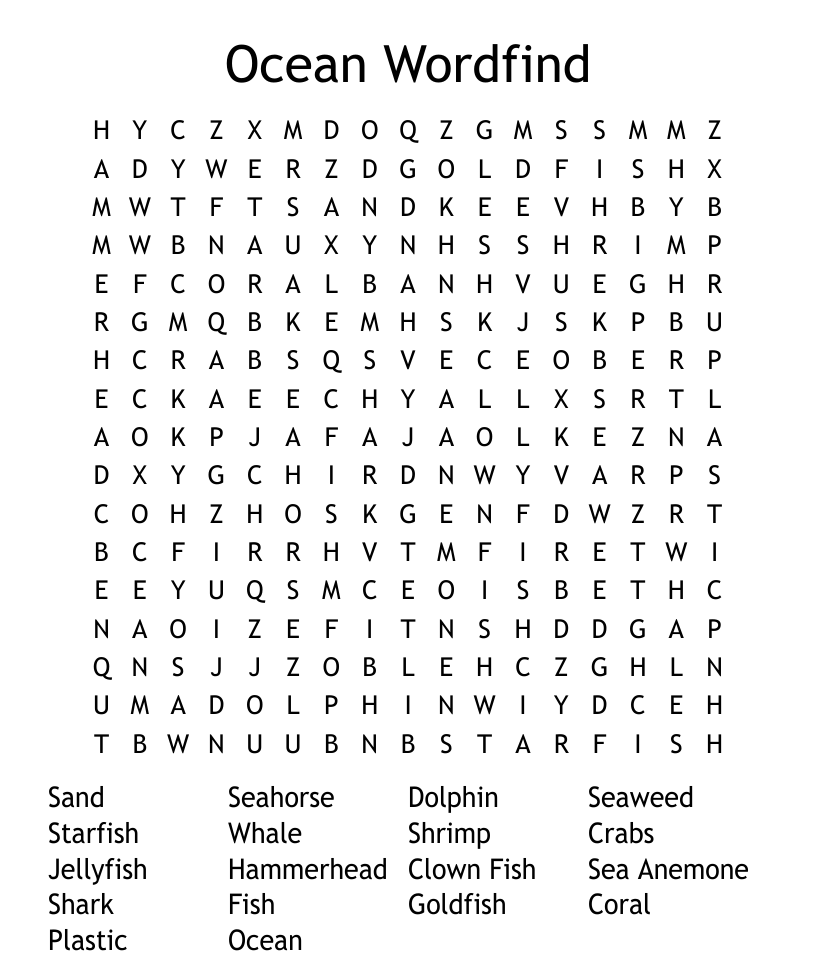 Under the sea word search