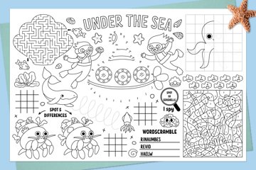 Under the sea coloring activity placemats