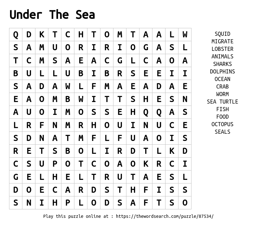 Download word search on under the sea