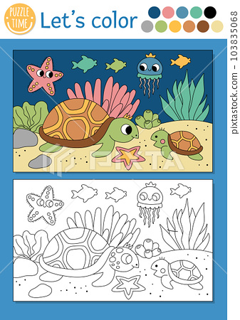 Under the sea coloring page for children with