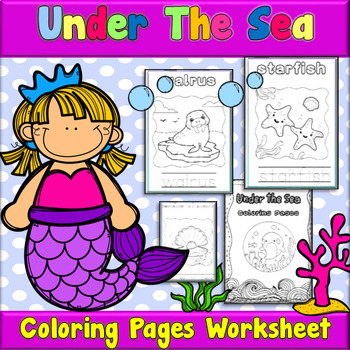Under the sea coloring pages worksheet by jindarat klinsreesuk tpt