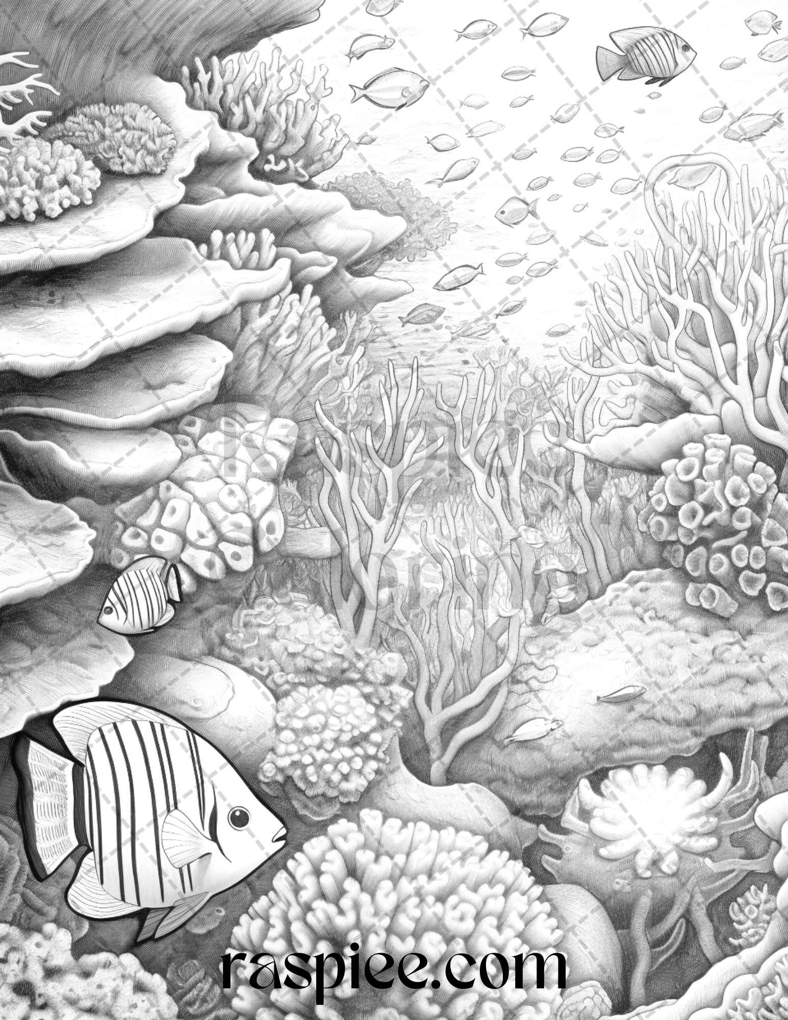 Ocean life grayscale coloring pages printable for adults relaxation an â coloring