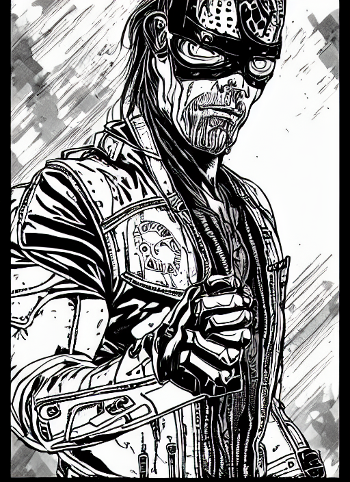The undertaker cyborg portrait cyberpunk manual by steampoweredmikej inktober ink drawing black and white coloring pages manga highly detailed