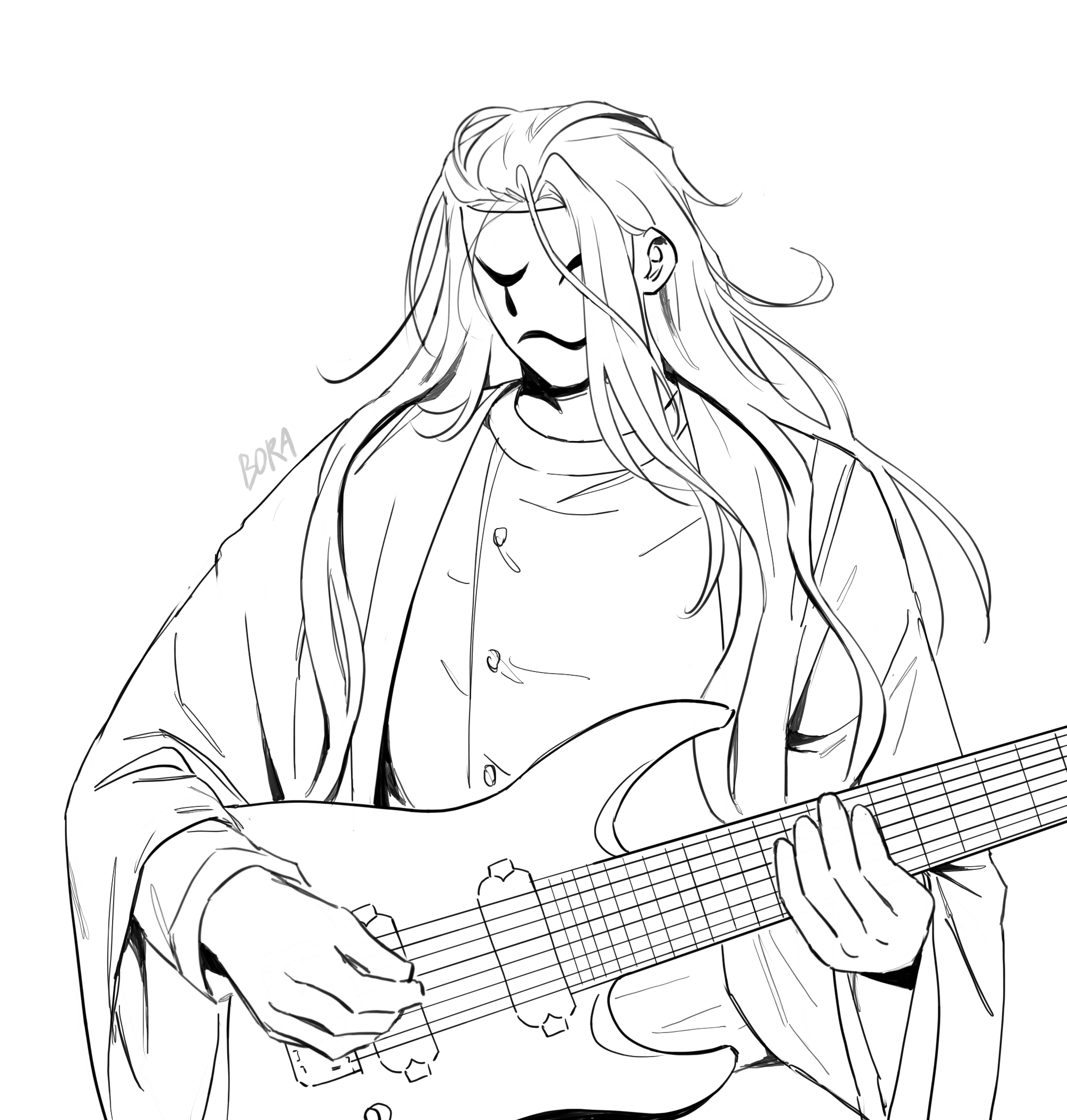 Ban the happy mask collector on x i updated my tgcf metal music au fic rotting waters ð to celebrate let me share with you this portrait of bai wuxiang playing his