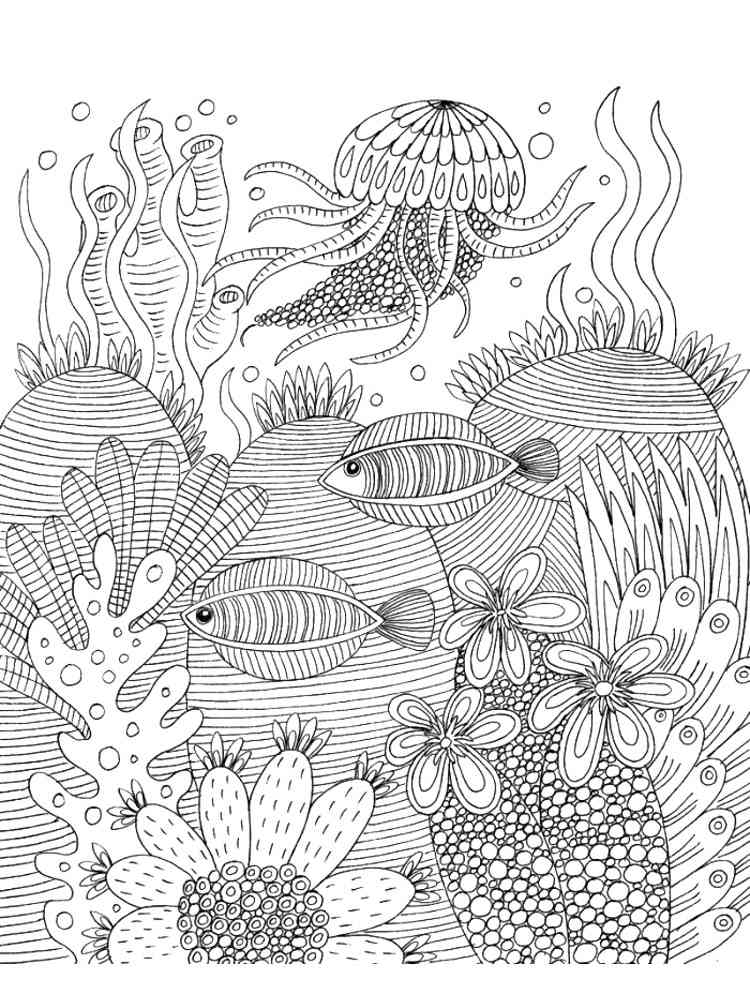 Underwater world coloring pages for adults