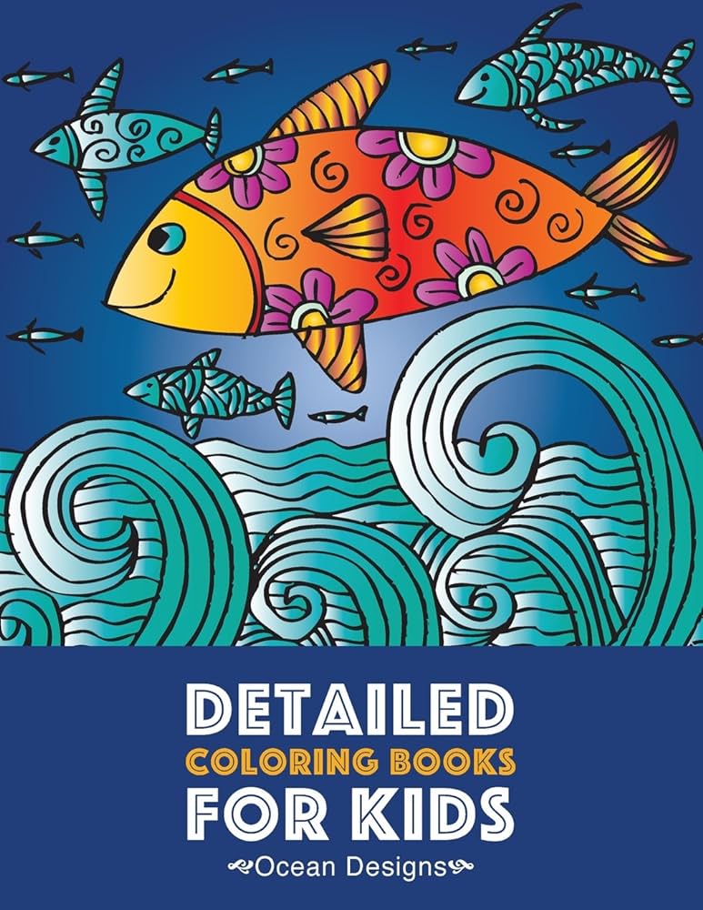 Detailed coloring books for kids ocean designs advanced coloring pages for tweens older kids boys girls designs patterns of underwater ocean practice for stress relief relaxation art therapy