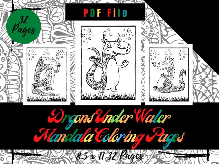 Dragons underwater mandala colouring pages sheets pdf printable pages teaching resources