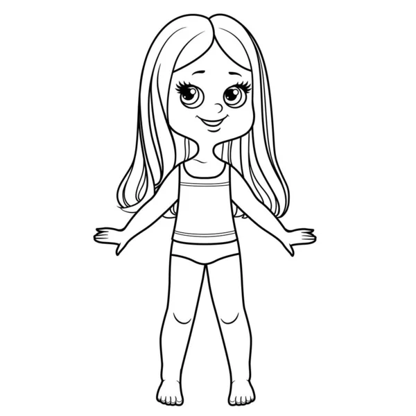 Cute cartoon girl dressed underwear color variation coloring page isolated stock vector by yadviga