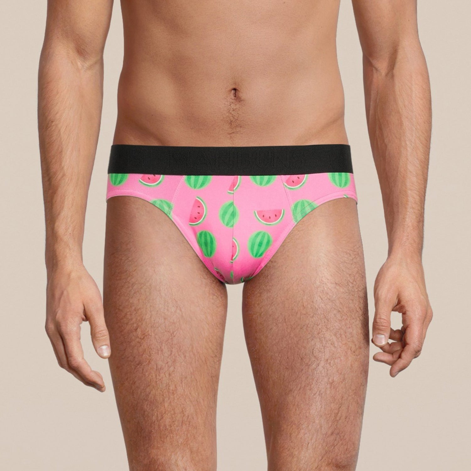 Mens fun novelty watermelon emoji print briefs underwear â manbuns