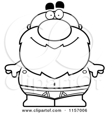 Cartoon clipart of a black and white chubby man in tighty whities underwear