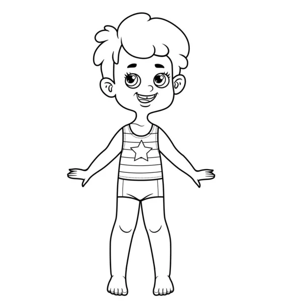 Cute cartoon boy tufted hair dressed underwear barefoot outline coloring stock vector by yadviga