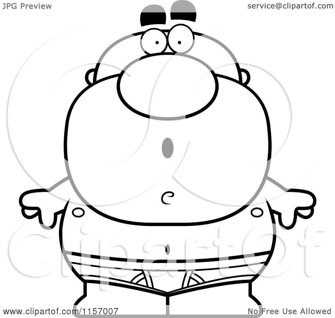 Cartoon clipart of a black and white man in underwear